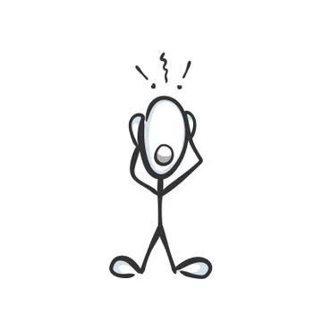Shocked man in panic. Scared surprised confused man. Hand drawn. Stickman Stock Illustration