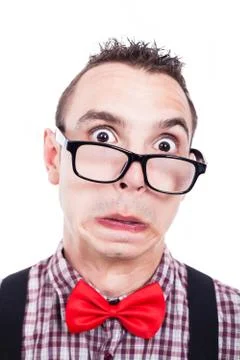 Shocked nerd face Stock Photos