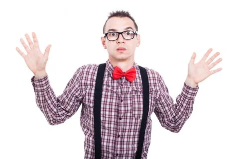 Shocked nerd man Stock Photos
