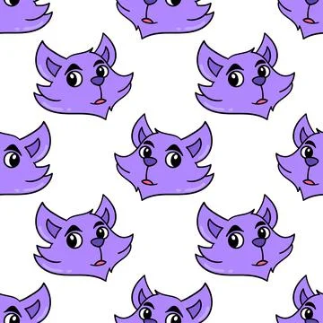 Shocked wolf face seamless pattern textile print. repeat pattern background d イラスト素材
