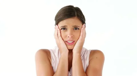 Shocked woman placing her hands on her cheeks Stock Footage