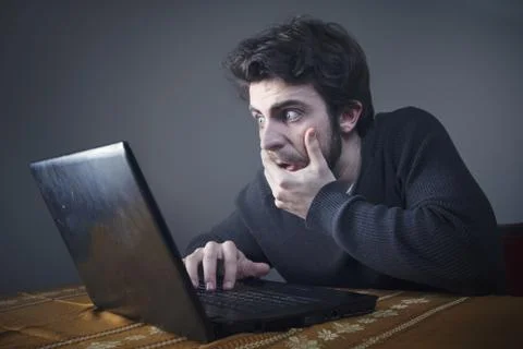 Shocking news on internet Stock Photos