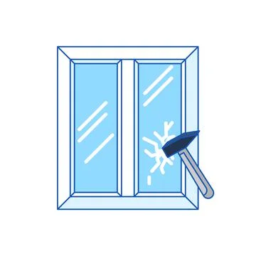 Shockproof glass in double glazed window. PVC plastic profile. Infographics Ilustración de archivo