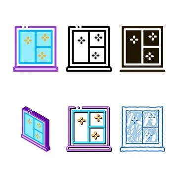 Shockproof glass range in window icon vector outline Stock Illustration