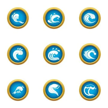 Shockwave icons set, flat style Stock Illustration