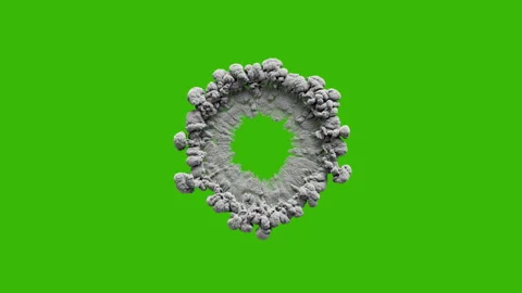 Shockwave smoke explosion. Steam or dust wave animation. Green screen, chro.. Stock Footage 314728834