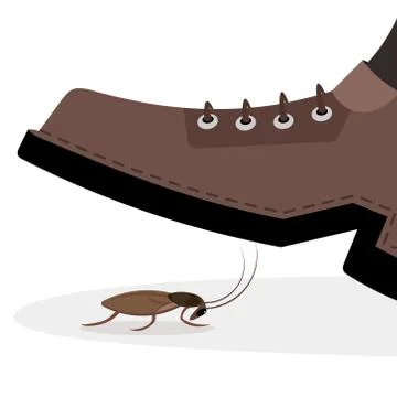 Shoe about to step on cockroach, vector illustration Stock Illustration