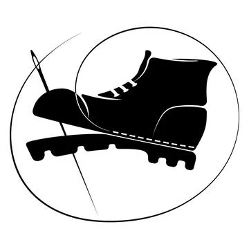 Shoe and needle and thread symbol for a shoemaker Stock Illustration
