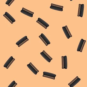 Shoe brush clothes care vector seamless pattern Stock Illustration