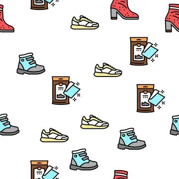 Shoe Care Accessories Vector Seamless Pattern Stock Illustration