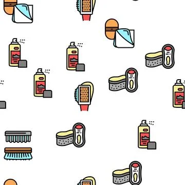Shoe Care Accessories Vector Seamless Pattern Stock Illustration