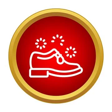 Shoe clean and polish button icon on red background Stockillustratie