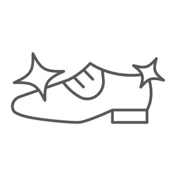 Shoe cleaning thin line icon, clean and shoes, shining footwear sign, vector Stock Illustration