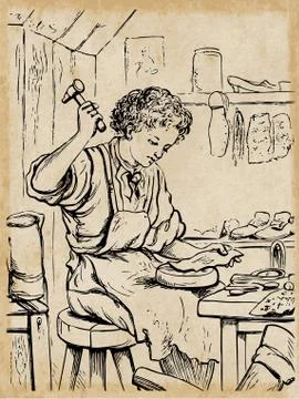 Shoe craftsman Stock Illustration