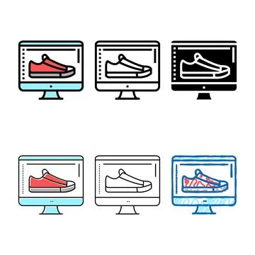 Shoe design computer screen color icon minimal vector Stockillustratie