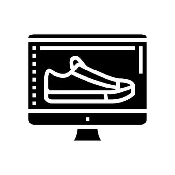 Shoe design computer screen glyph icon vector illustration Stock Illustration