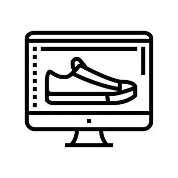Shoe design computer screen line icon vector illustration Stock Illustration