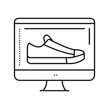 Shoe design computer screen line icon vector illustration Illustrazione stock