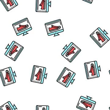 Shoe design computer screen vector seamless pattern Illustrazione stock
