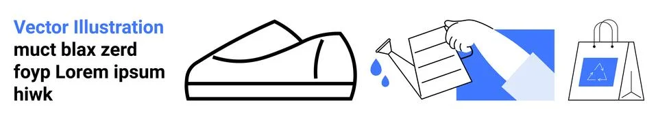 Shoe design process with sketching, 3D modeling, and consumer packaging Illustrazione stock