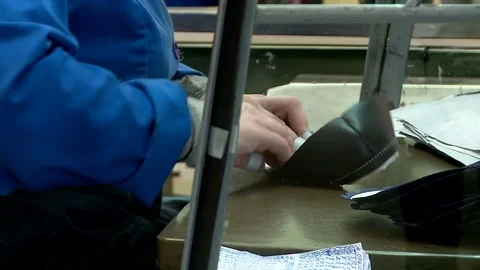 Shoe factory Assembly Stock Footage 78182879