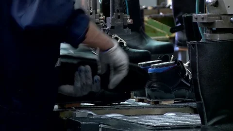 Shoe factory Assembly line Stock-Footage 79727231