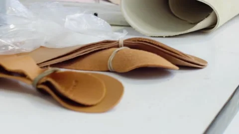 Shoe Factory - Shoes making process with worker Stock Footage 136729764