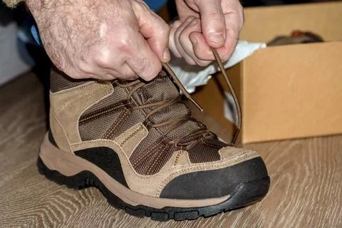 Shoe fitting. put on shoes Stock Photos