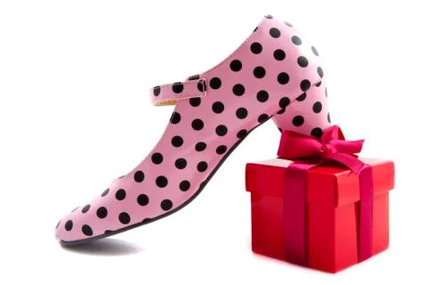 Shoe on gift Stock Photos