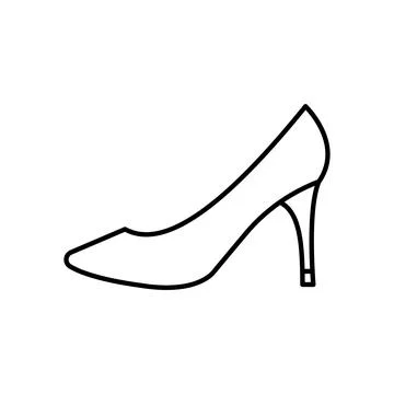 Shoe high heels vector icon outline black EPS 10. Womens shoes illustration. Stock Illustration