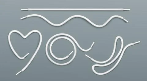 Shoe laces of heart, string, round and wavy shapes Stock Illustration