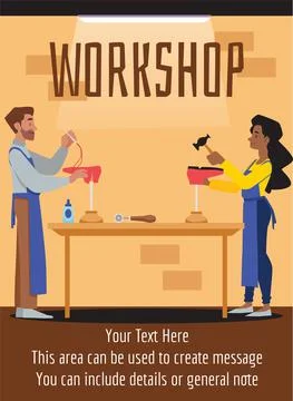 Shoe making workshop vector illustration. Man and woman making shoes at footwear Stock Illustration