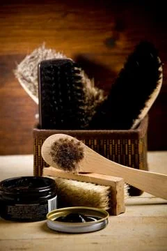 Shoe polishing tools Stock Photos