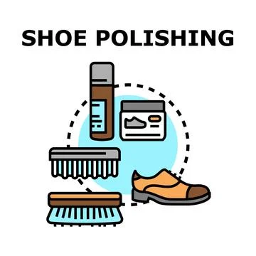 Shoe polishing vector concept cleaning and care work Stock Illustration
