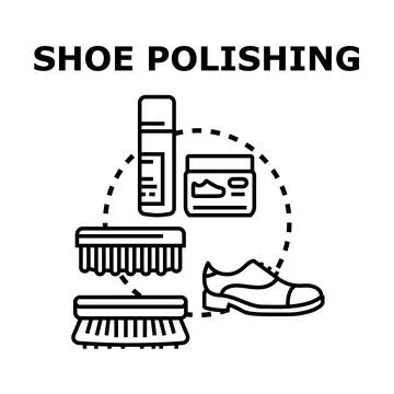 Shoe polishing vector concept cleaning and care work Stock Illustration