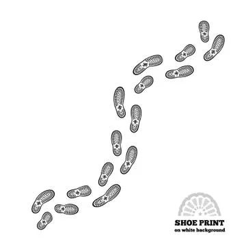 Shoe print on white Stock Illustration