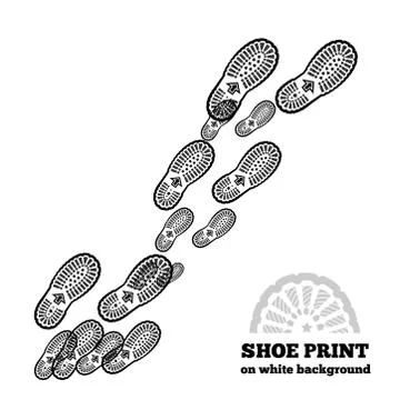 Shoe print on white Stock Illustration