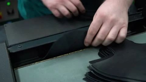 Shoe production in a factory Stock Footage 229727248