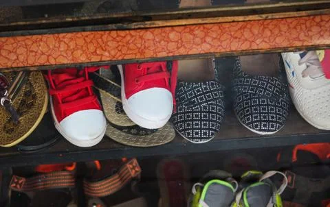 Shoe in the rack Stock Photos