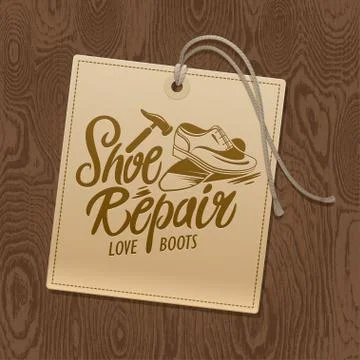 Shoe Repair labels on tree vector background. Vector illustration design graphic Stock Illustration