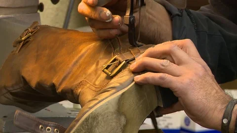 Shoe Repair Machine Stitching Boot Stock Footage 88109787