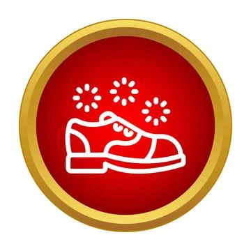 Shoe with sparkle effect in a red and gold circle Stock Illustration