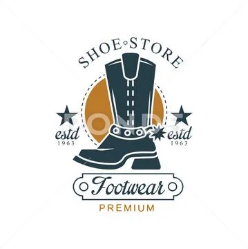 Shoe store, footwear premium, estd 1963, vintage badge for company identity Stock Illustration