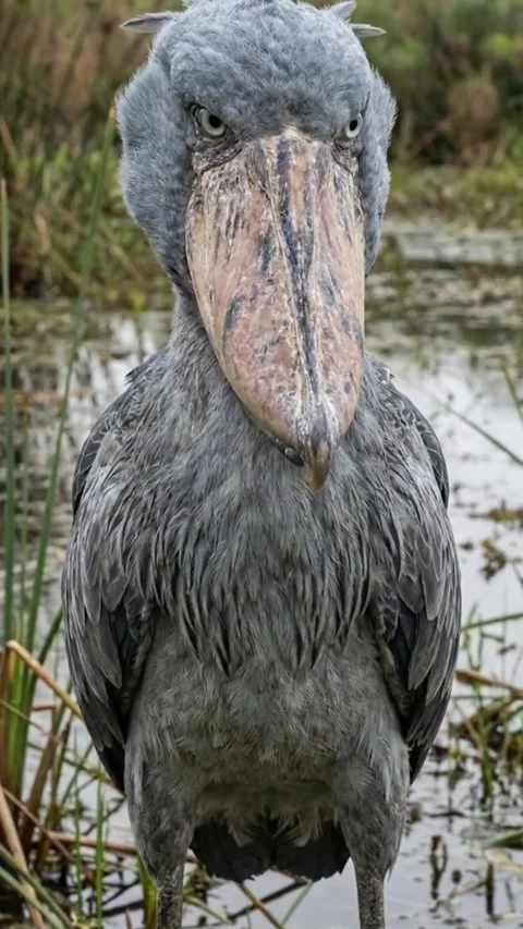 Shoebill bird, a bird that makes a machine gun sound Stock Footage 325077952