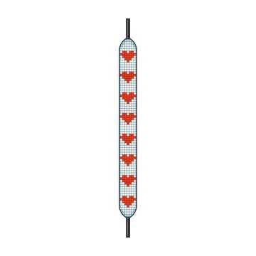 Shoelace with pixel art heart pattern design Stock Illustration