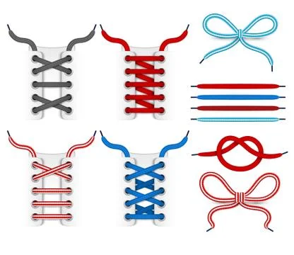 Shoelace tying vector icons 스톡 일러스트