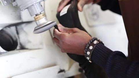 Shoemaker repair  shoe. Stock Footage 104983633