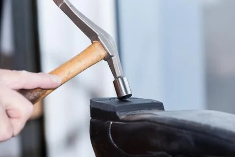 The shoemaker repairs a shoe Stock Photos