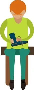 Shoemaker sewing shoe vector icon isolated on white Stock Illustration