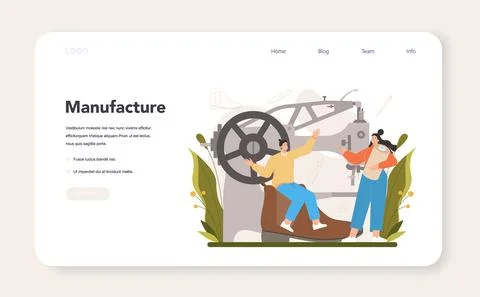 Shoemaker web banner or landing page. Craftsman wearing an apron Stock Illustration